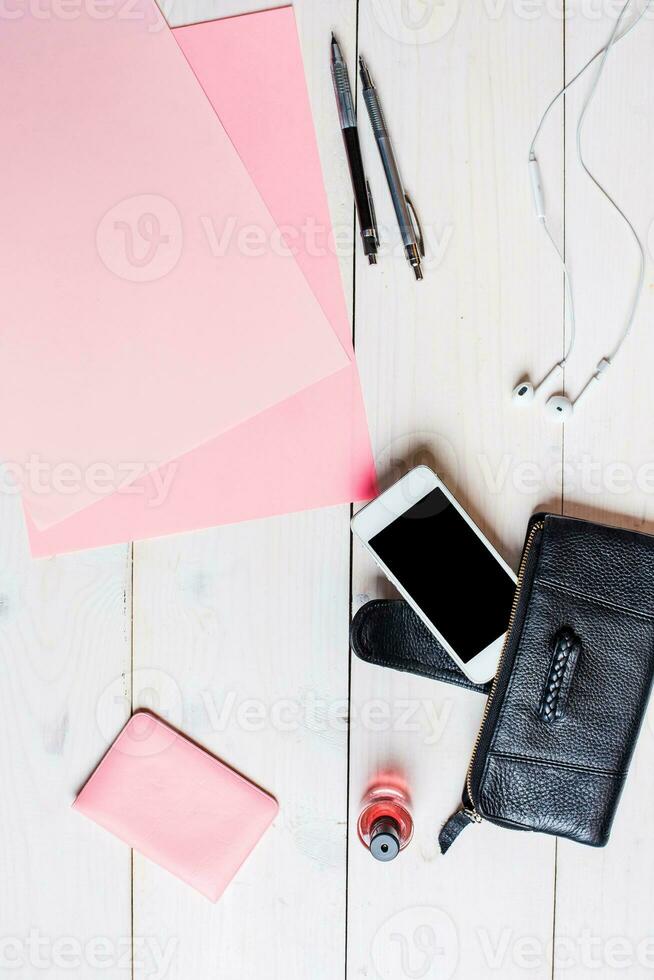 Women's accessories on a white background photo