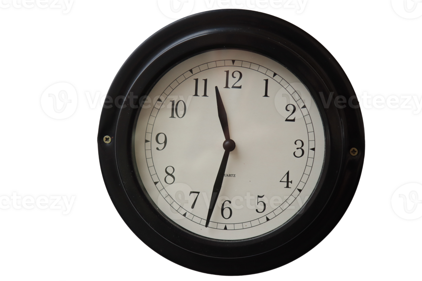 clock with black frame to hang on the wall- png