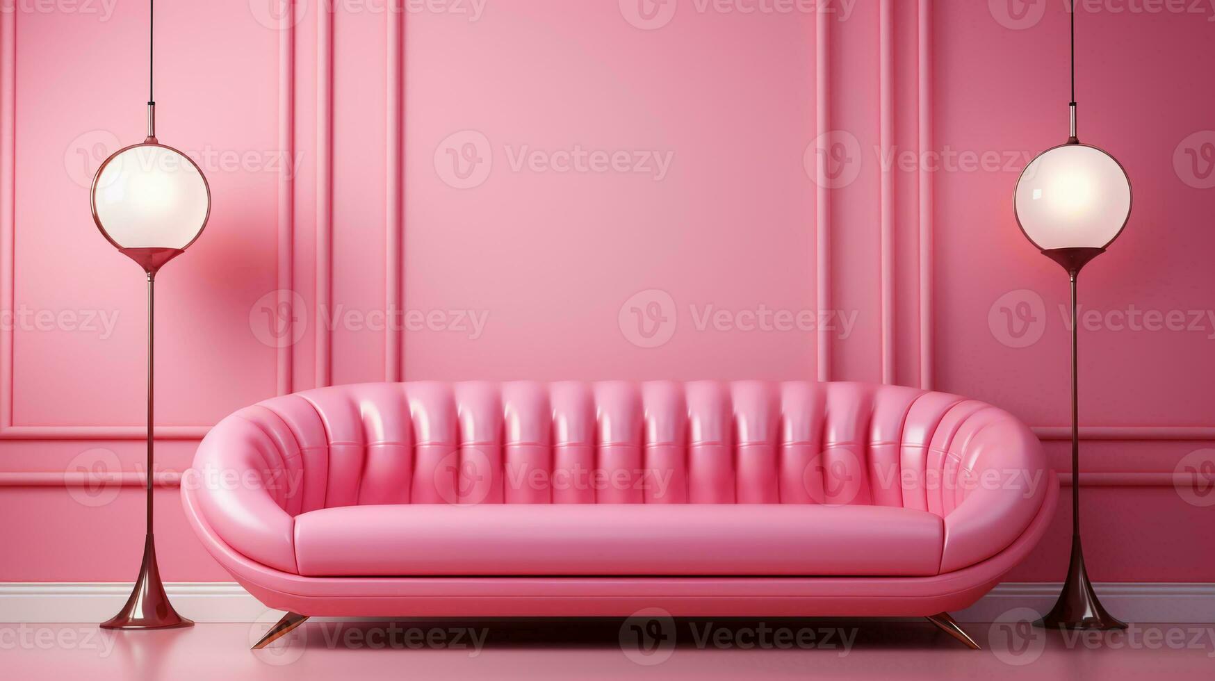 interior retro background in pink bright glamor style.AI Generative photo