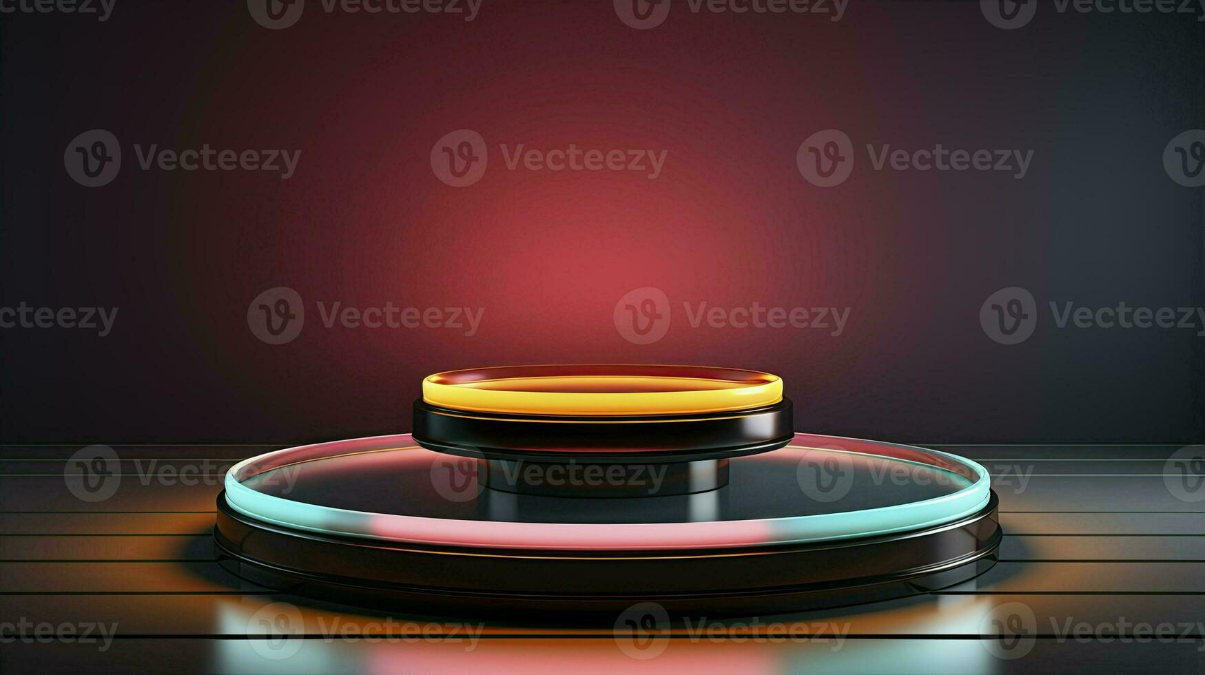 neon podium in bright psychedelic colors with backlighting. in y2k style. AI Generative photo
