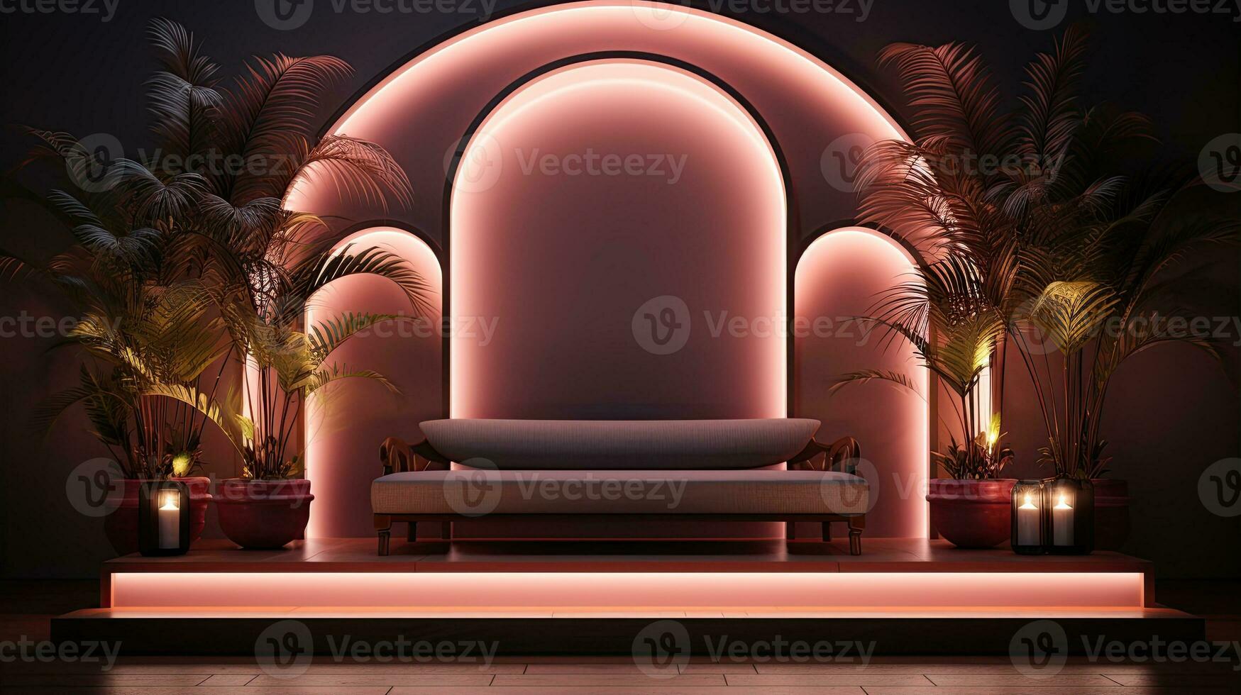 podium background in Ramadan holiday minimalism style . oriental arabic design with shades of pastel colors. AI Generative photo