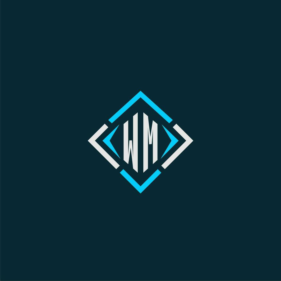 WM initial monogram logo with square style design vector