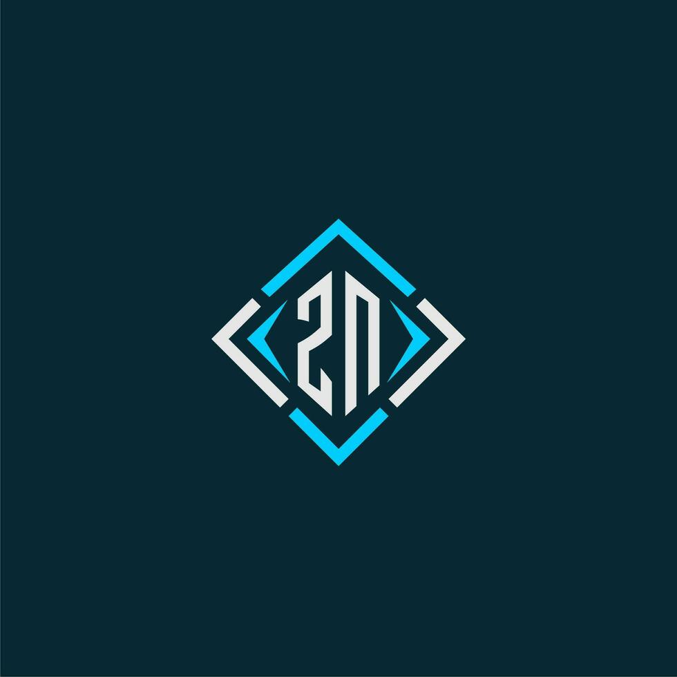 ZN initial monogram logo with square style design vector