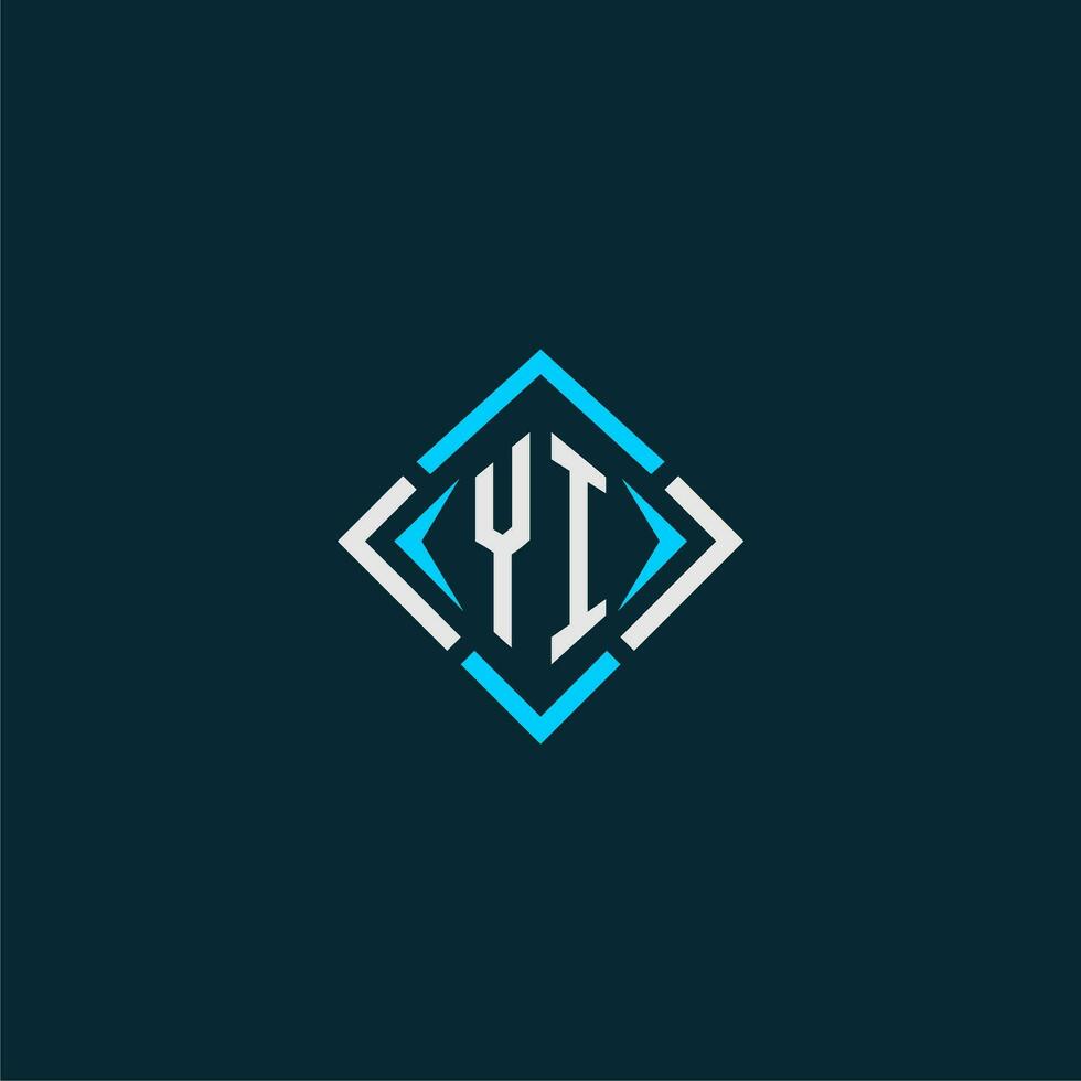 YI initial monogram logo with square style design vector