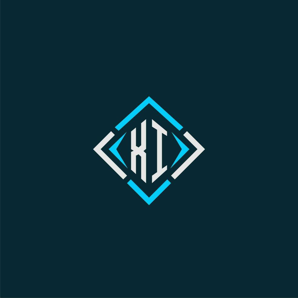 XI initial monogram logo with square style design vector