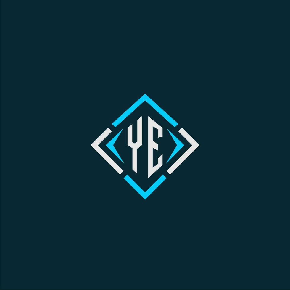 YE initial monogram logo with square style design vector