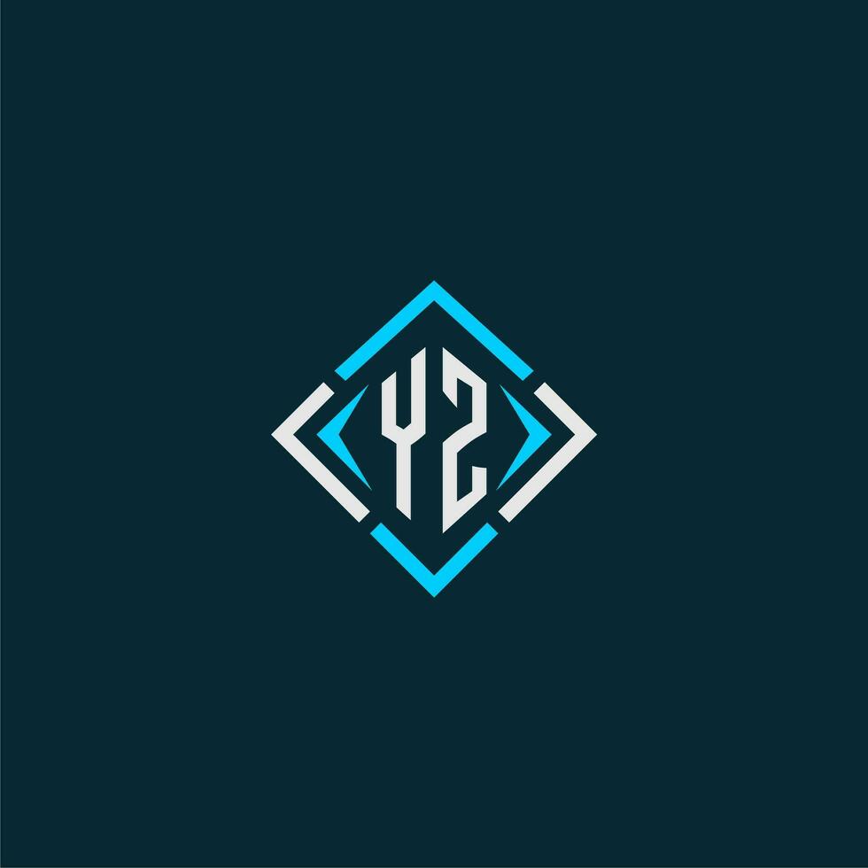 YZ initial monogram logo with square style design vector