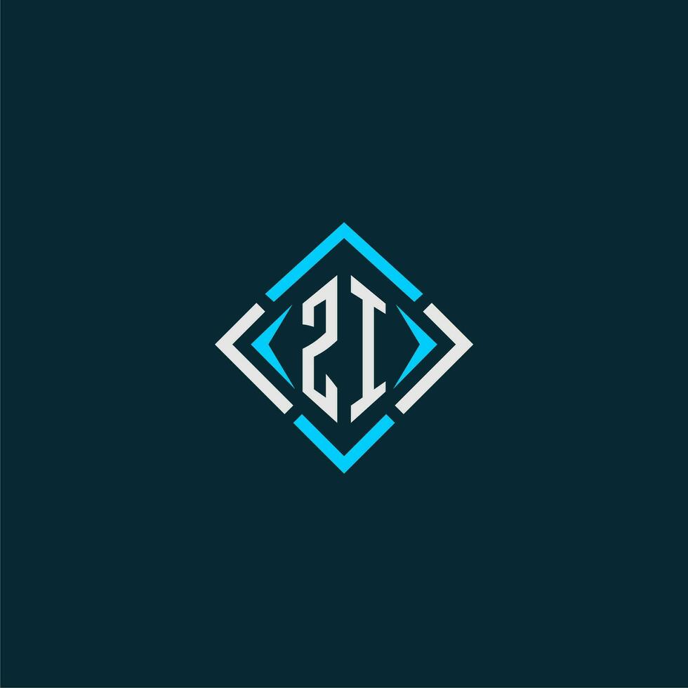 ZI initial monogram logo with square style design vector