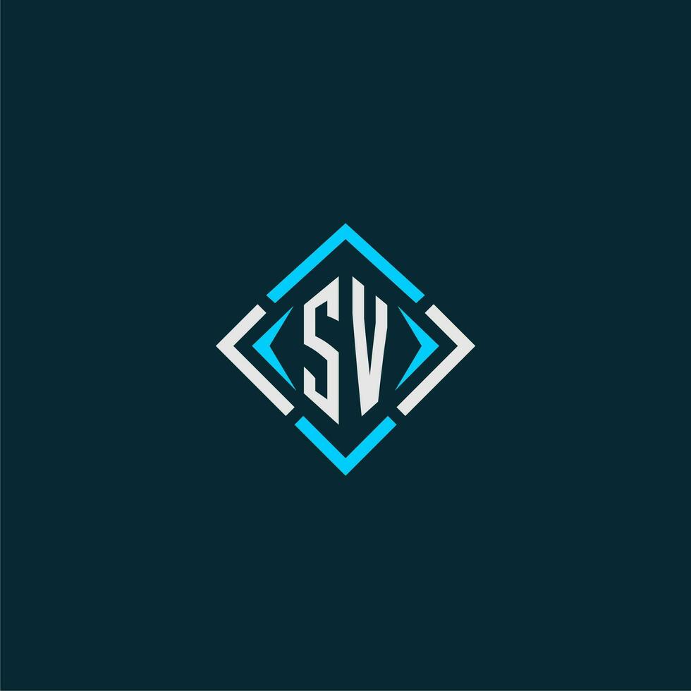 SV initial monogram logo with square style design vector