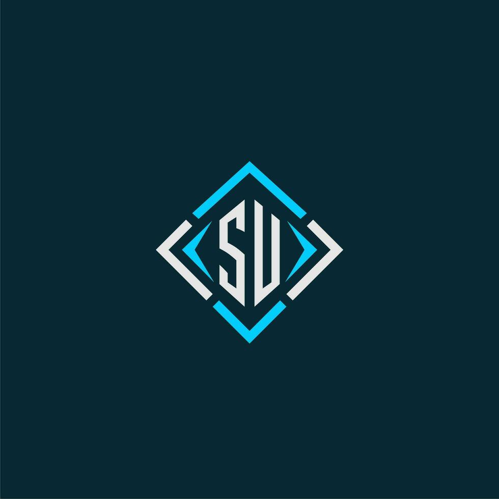 SU initial monogram logo with square style design vector