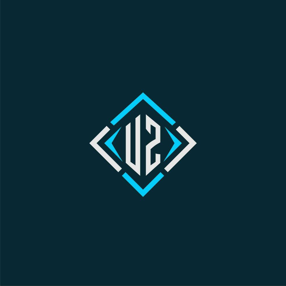 UZ initial monogram logo with square style design vector