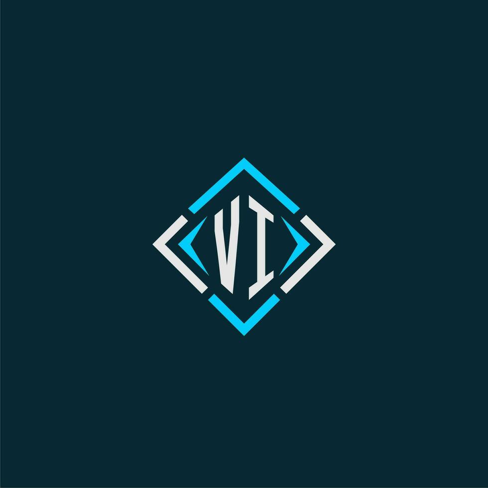 VI initial monogram logo with square style design vector