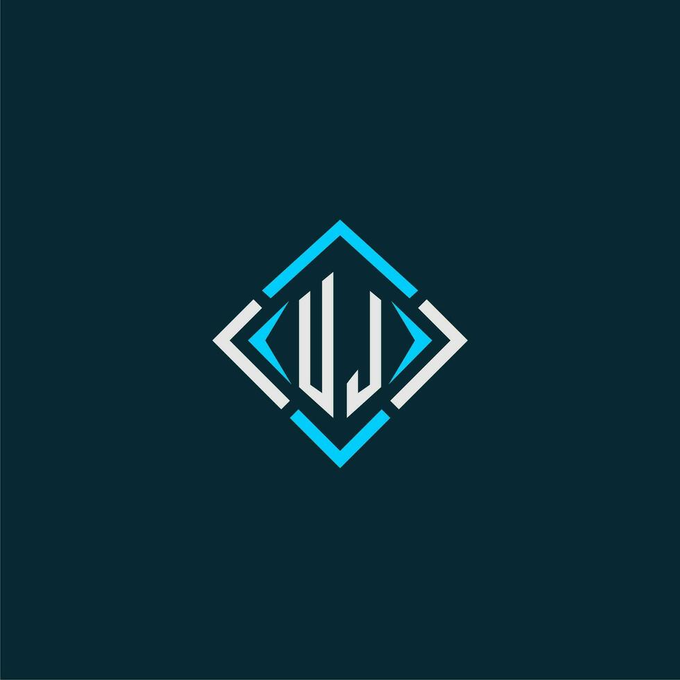UJ initial monogram logo with square style design vector