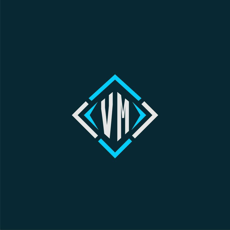 VM initial monogram logo with square style design vector