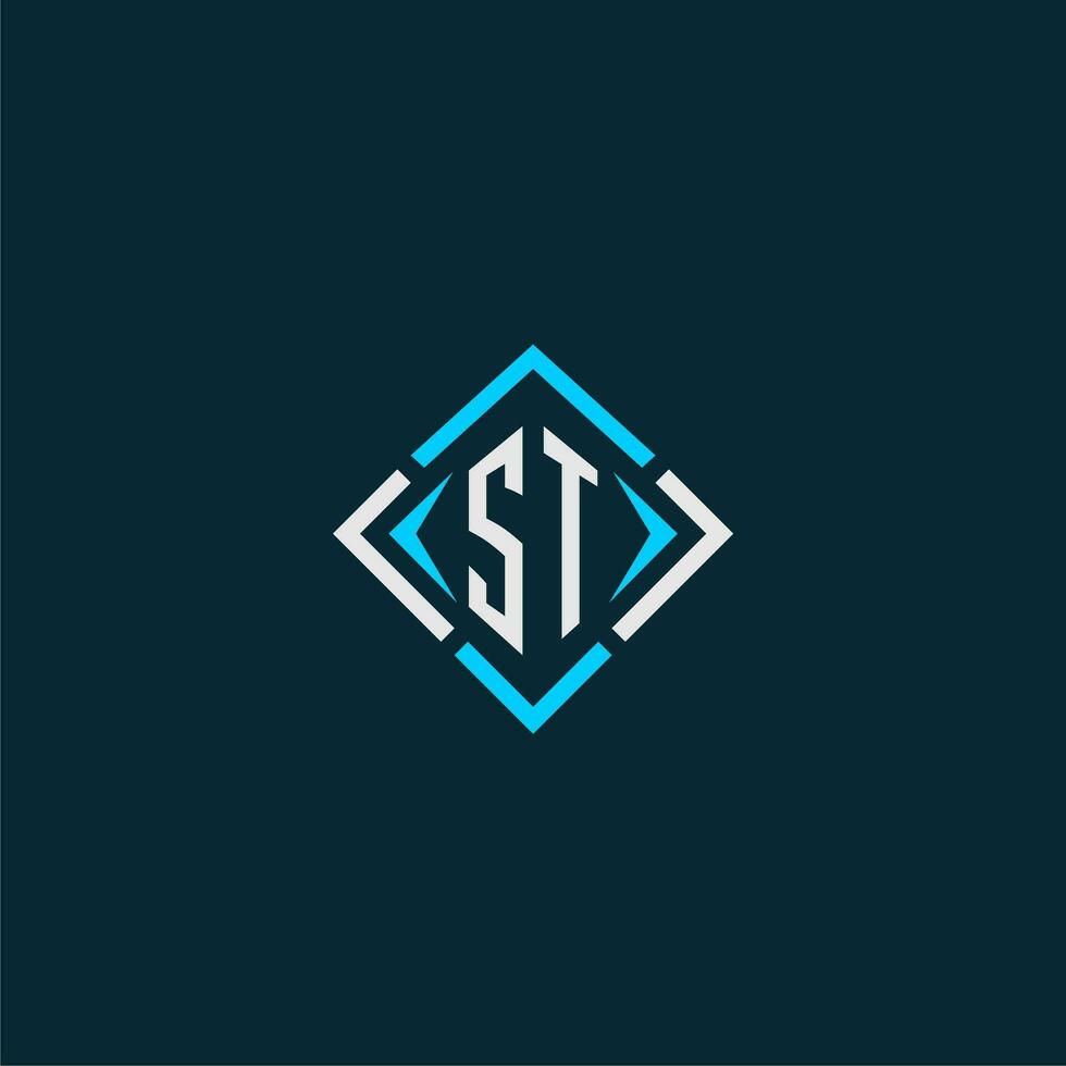 ST initial monogram logo with square style design vector