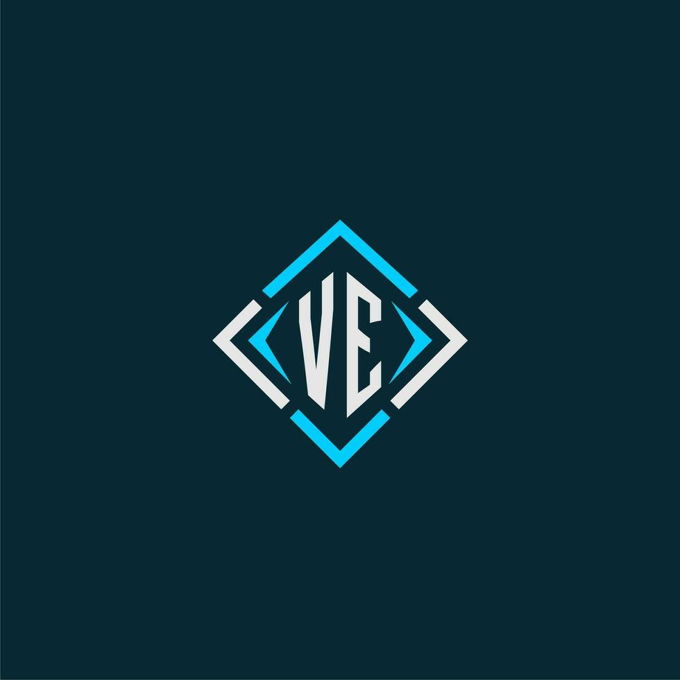 VE initial monogram logo with square style design vector