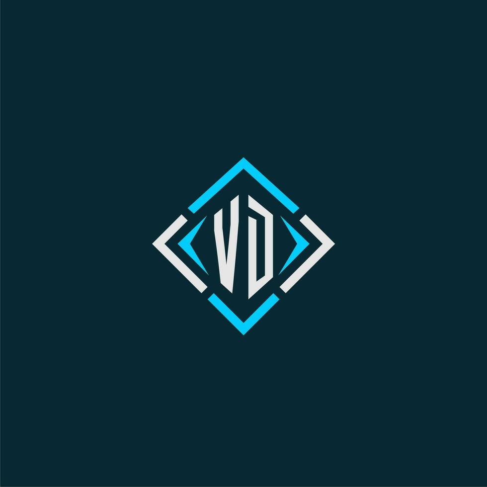 VD initial monogram logo with square style design vector