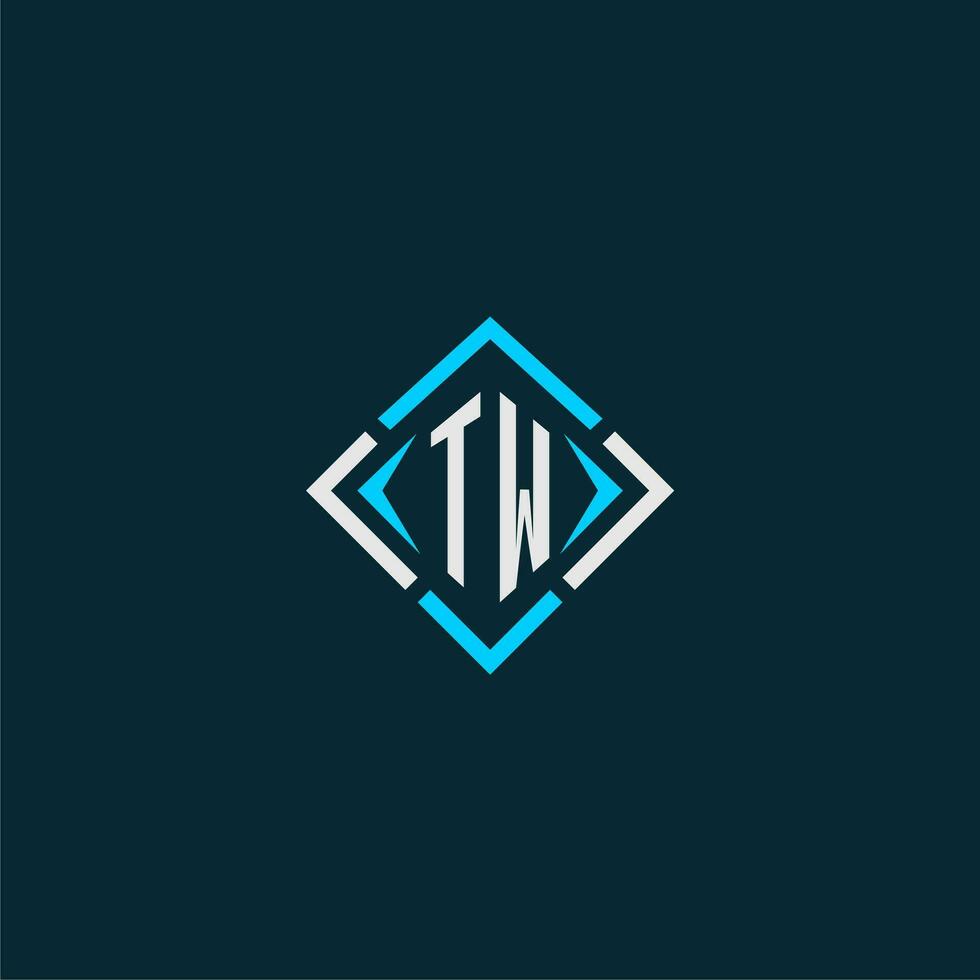 TW initial monogram logo with square style design vector