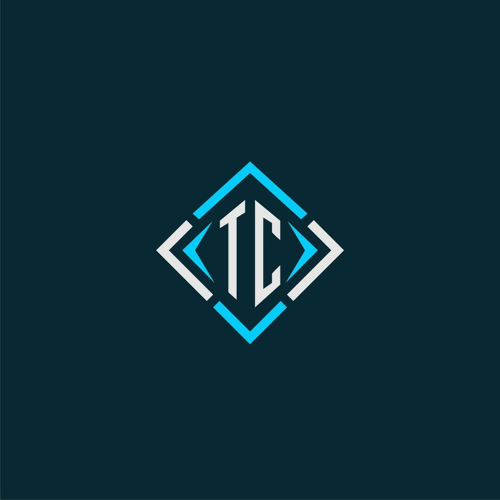 TC initial monogram logo with square style design vector