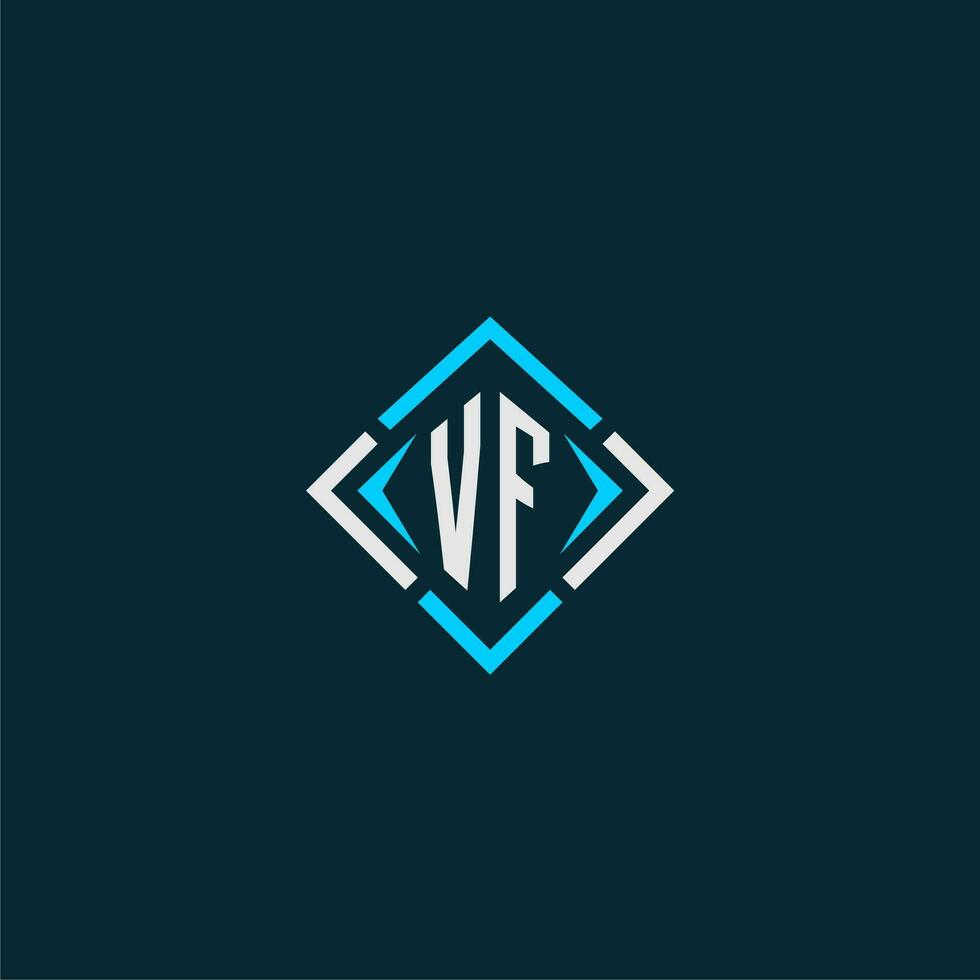 logotipo de monograma inicial vf con diseño de estilo cuadrado vector