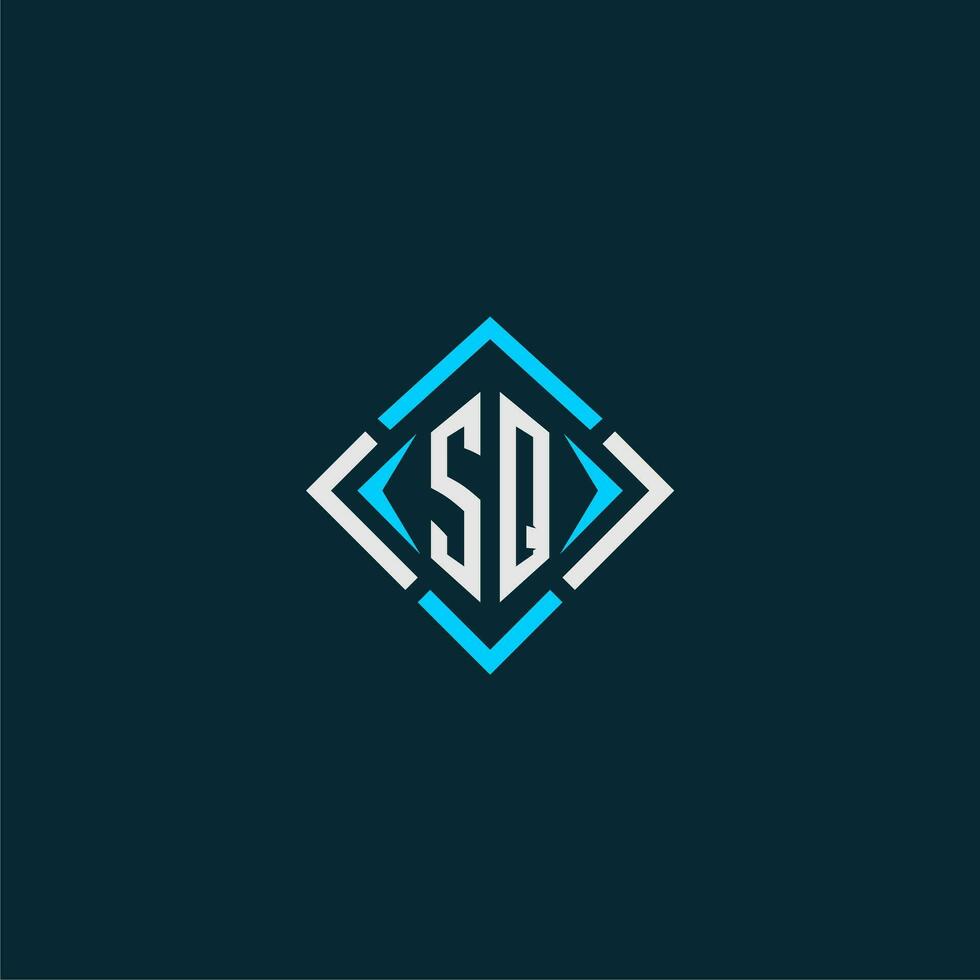 SQ initial monogram logo with square style design vector