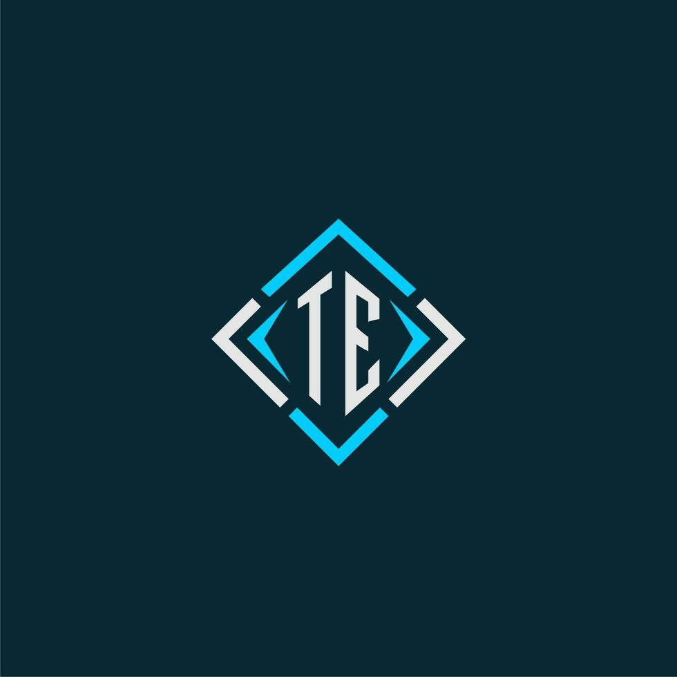 TE initial monogram logo with square style design vector