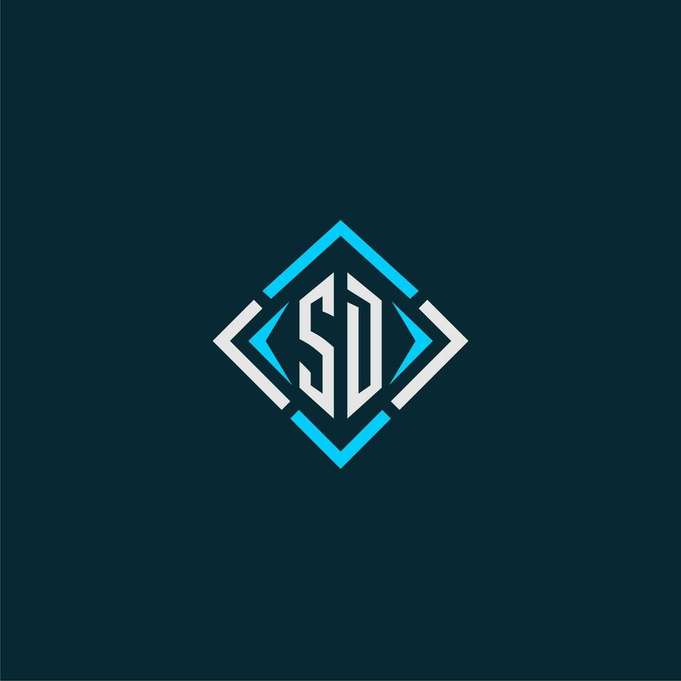 SD initial monogram logo with square style design vector