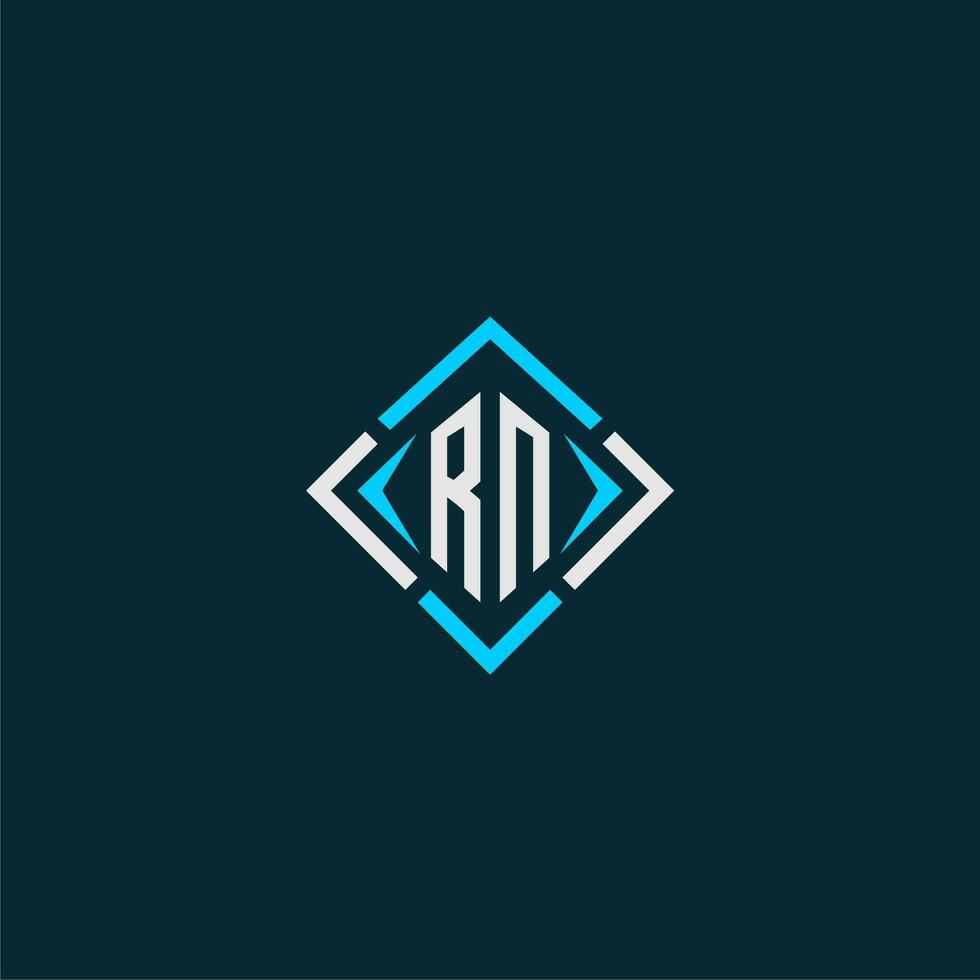 RN initial monogram logo with square style design vector