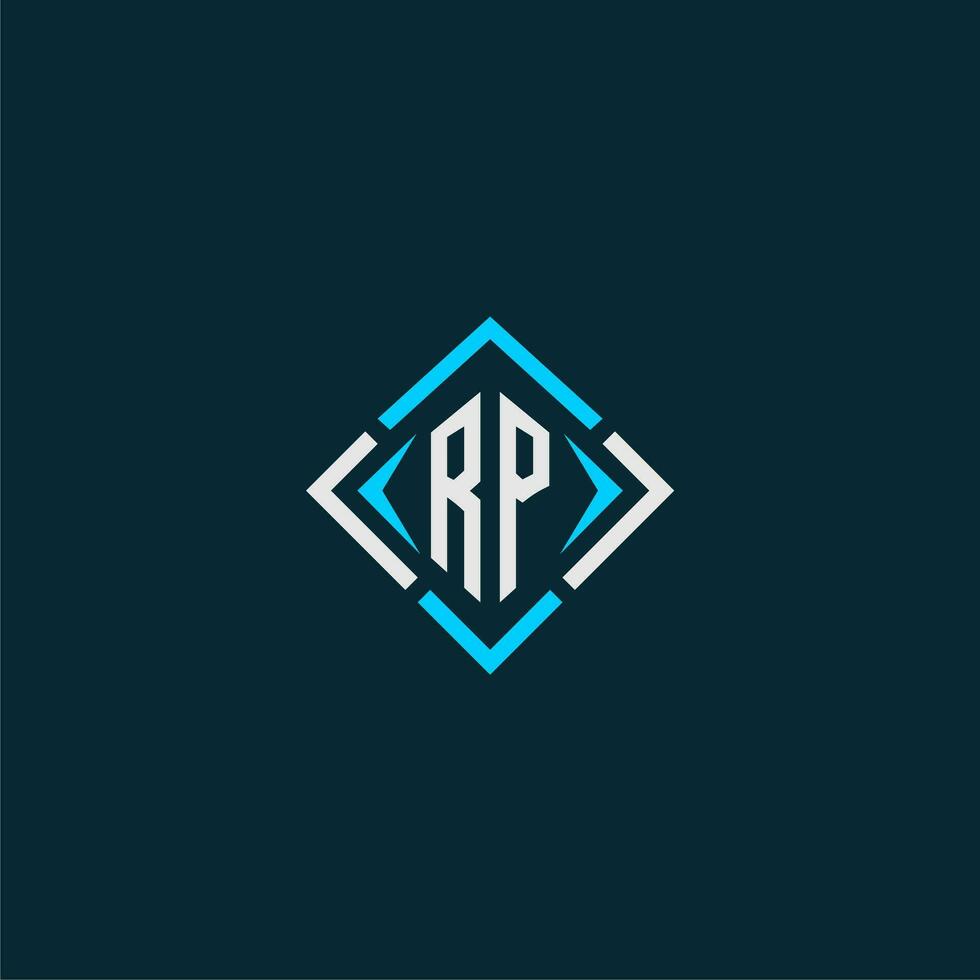 RP initial monogram logo with square style design vector