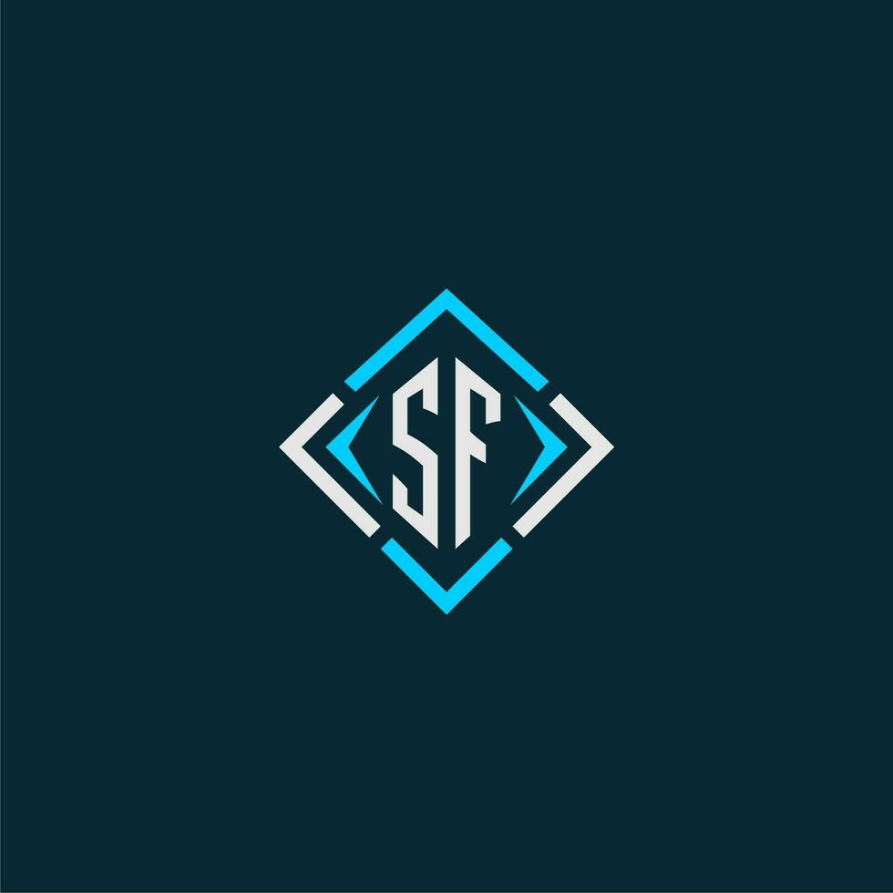 SF initial monogram logo with square style design vector
