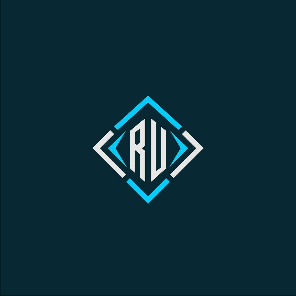 RU initial monogram logo with square style design vector