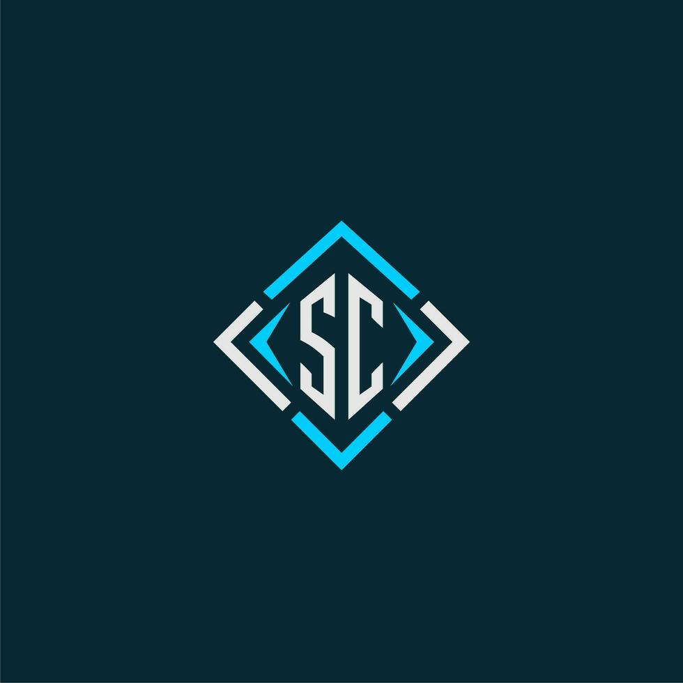 SC initial monogram logo with square style design vector
