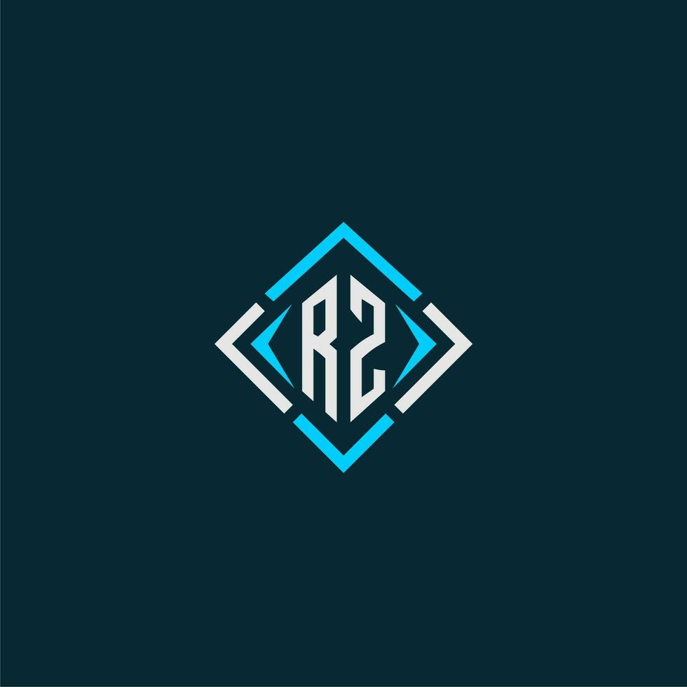 RZ initial monogram logo with square style design vector