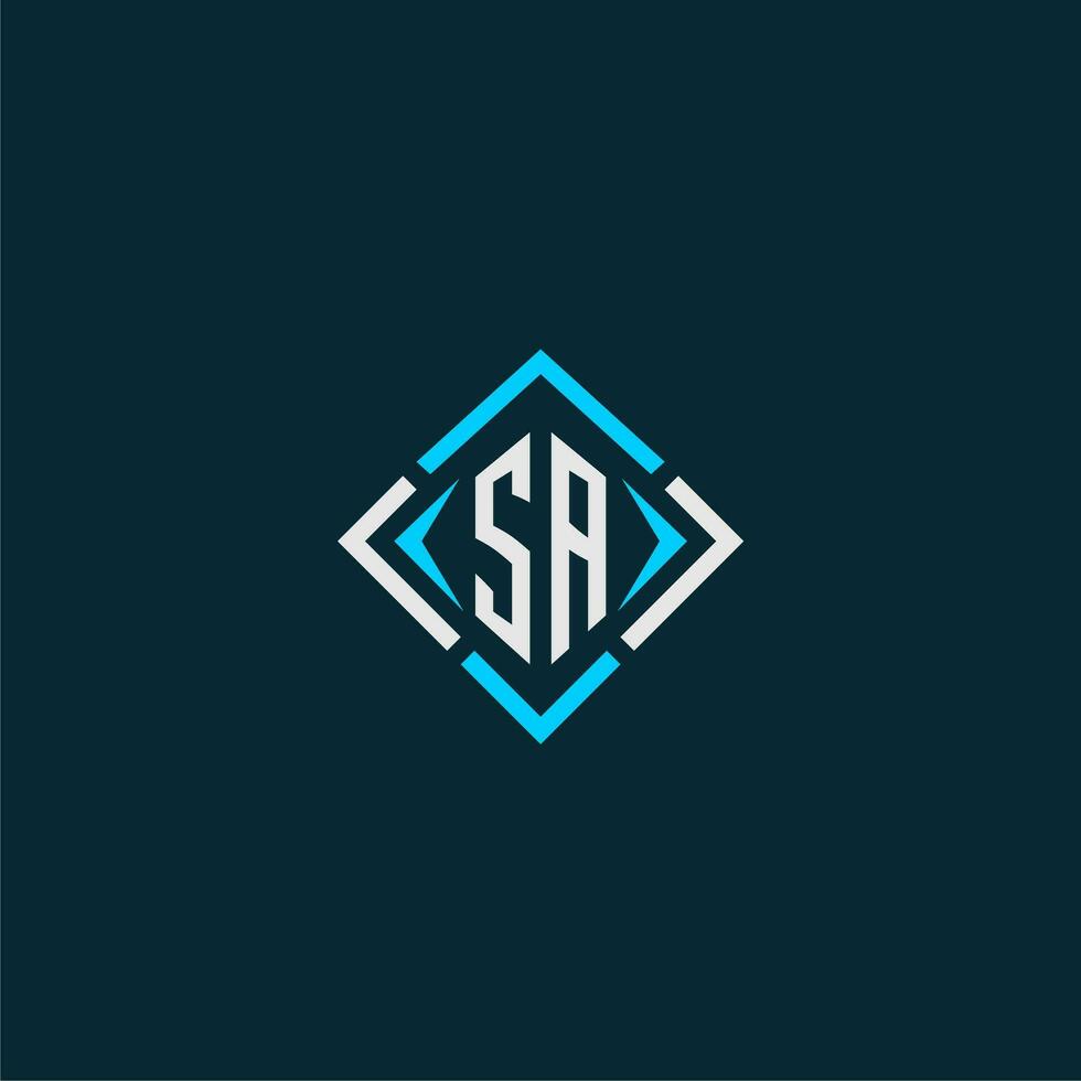 SA initial monogram logo with square style design vector
