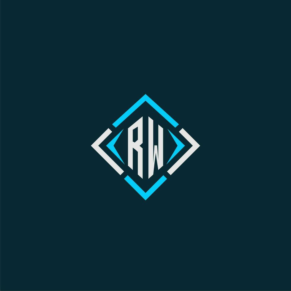 RW initial monogram logo with square style design vector