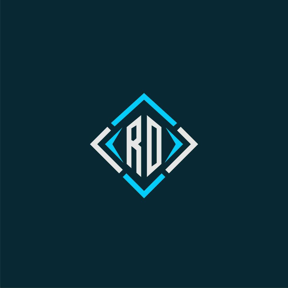 RO initial monogram logo with square style design vector