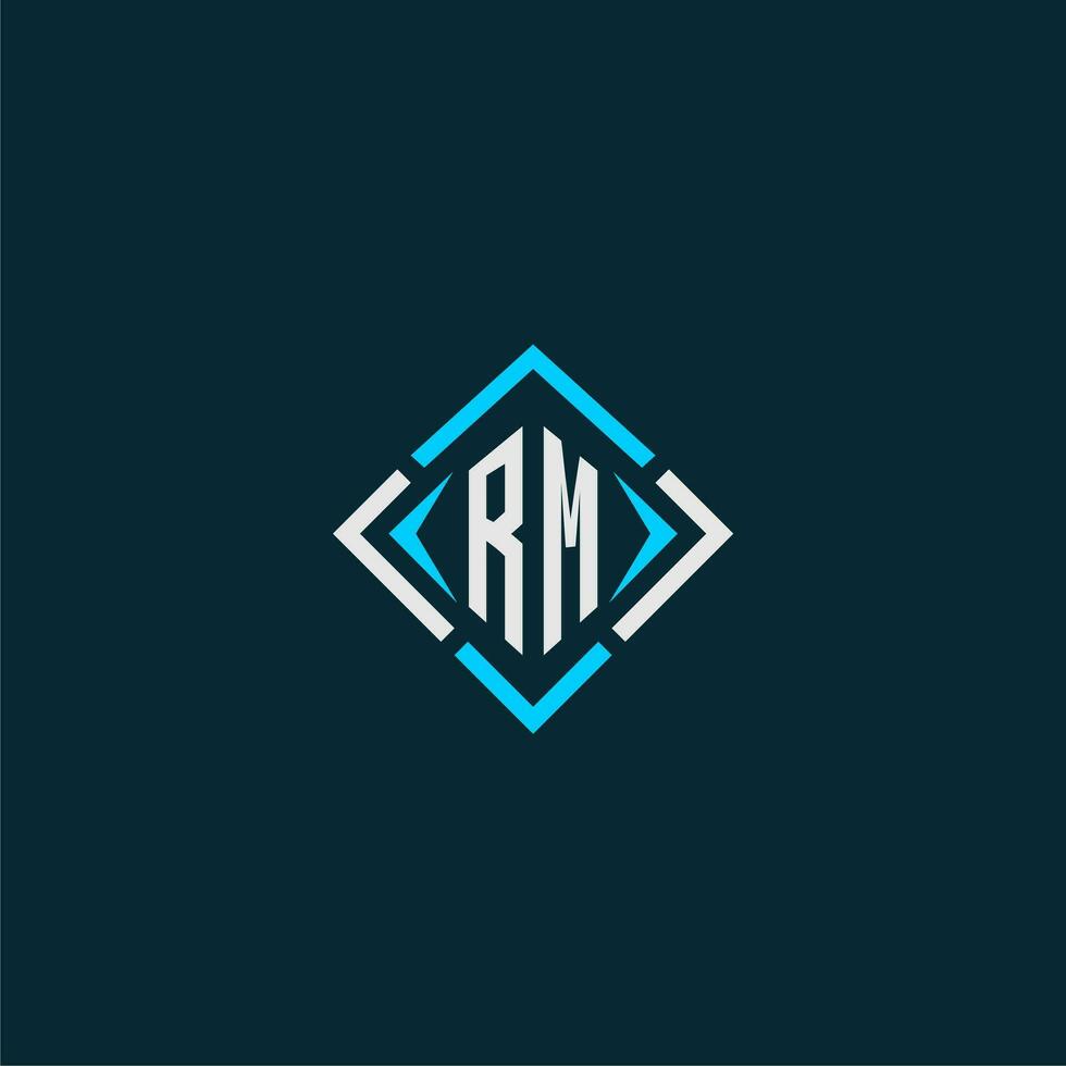RM initial monogram logo with square style design vector