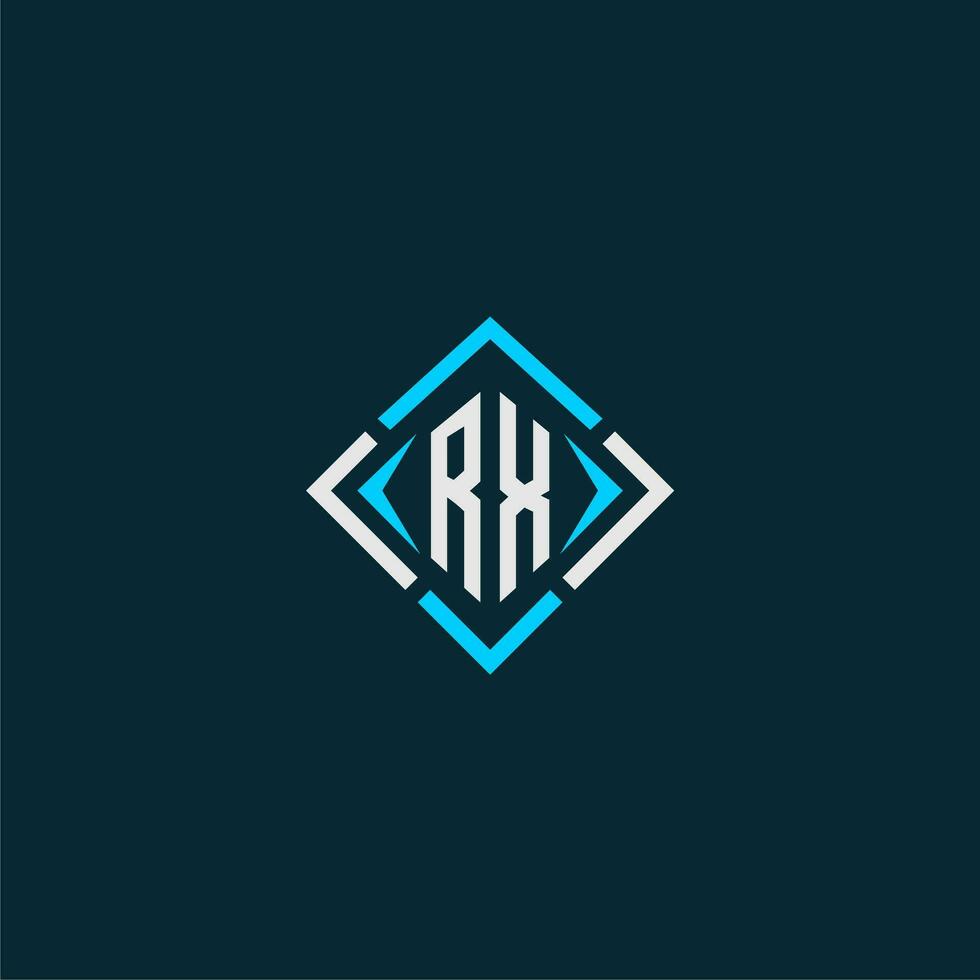RX initial monogram logo with square style design vector