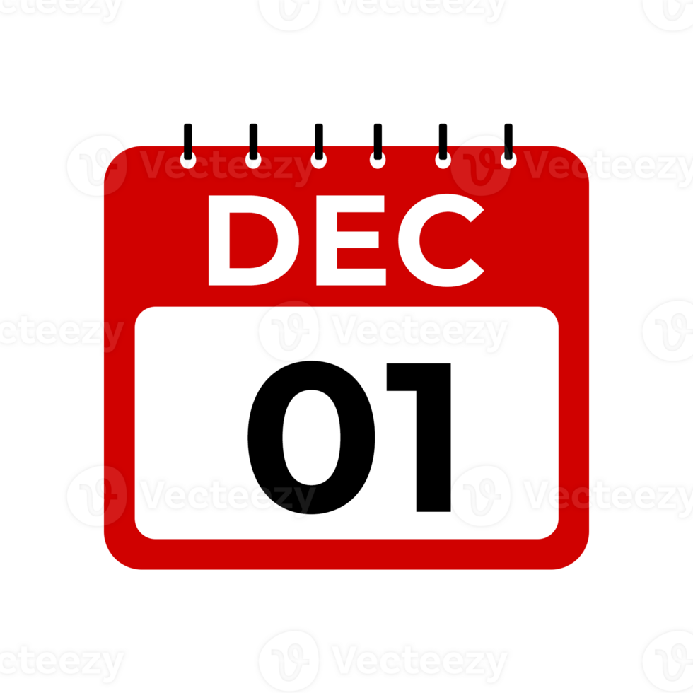 december 1 calendar reminder. 1 december daily calendar icon template. Calendar 1 december icon Design template png