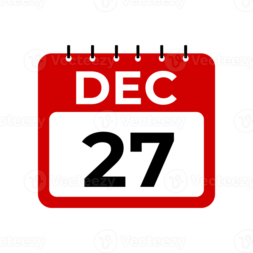 Dezember 27 Kalender Erinnerung. 27 Dezember Täglich Kalender Symbol Vorlage. Kalender 27 Dezember Symbol Design Vorlage. png