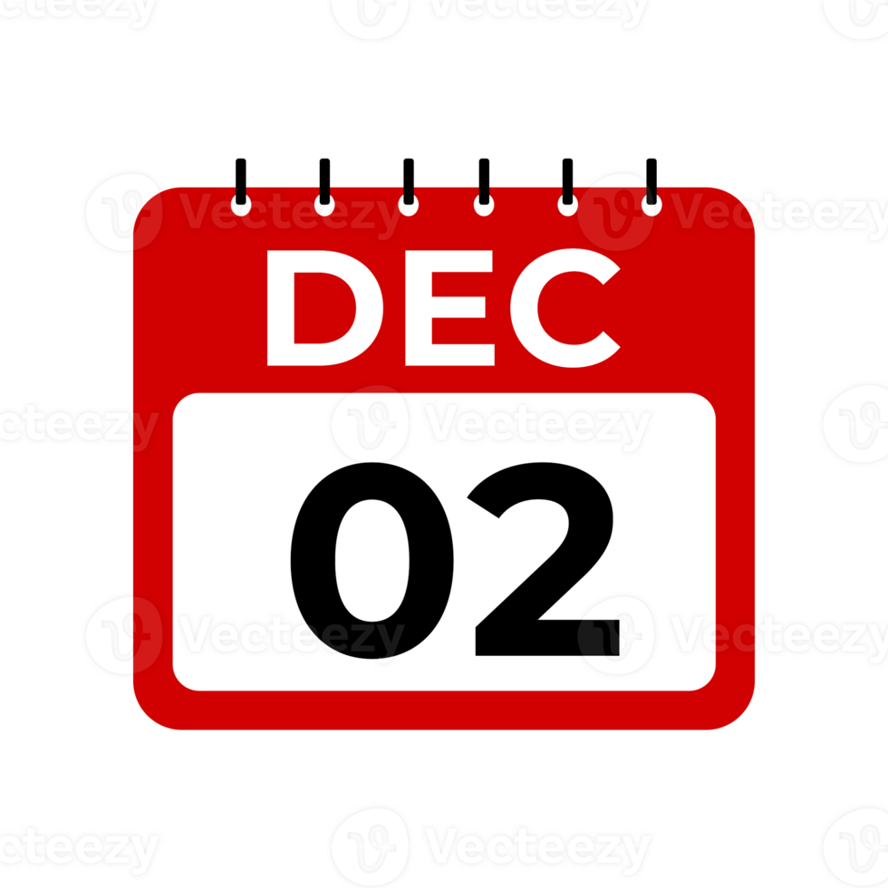 december 2 calendar reminder. 2 december daily calendar icon template. Calendar 2 december icon Design template. png