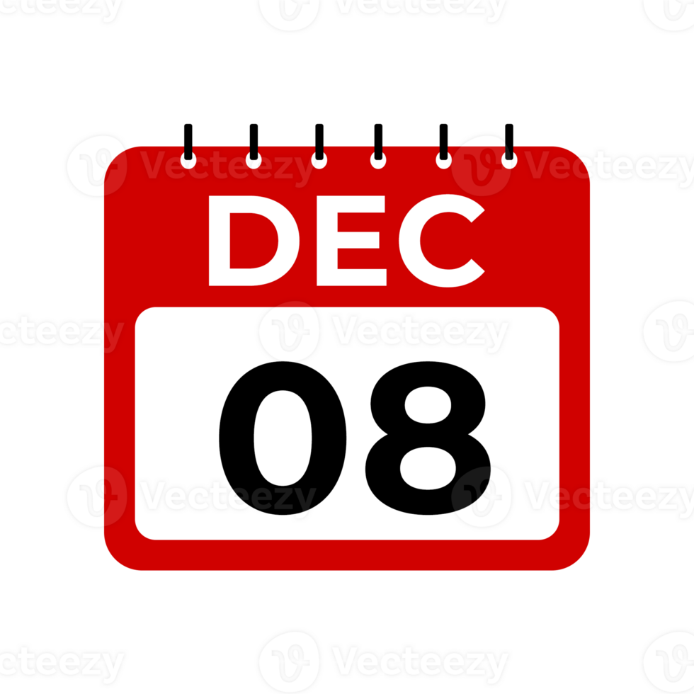 december 8 kalender herinnering. 8 december dagelijks kalender icoon sjabloon. kalender 8 december icoon ontwerp sjabloon. png