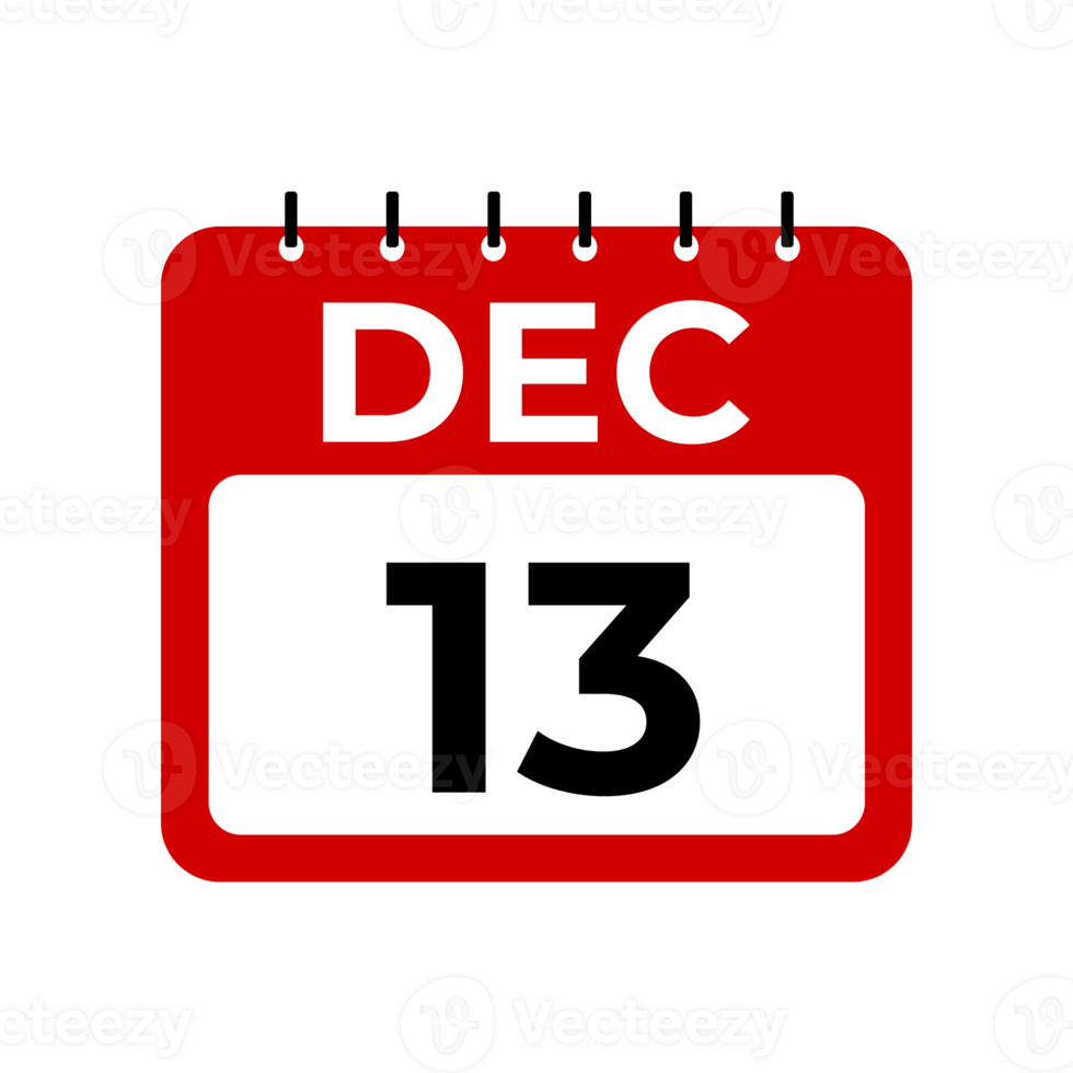 december 13 calendar reminder. 13 december daily calendar icon template. Calendar 13 december icon Design template. png