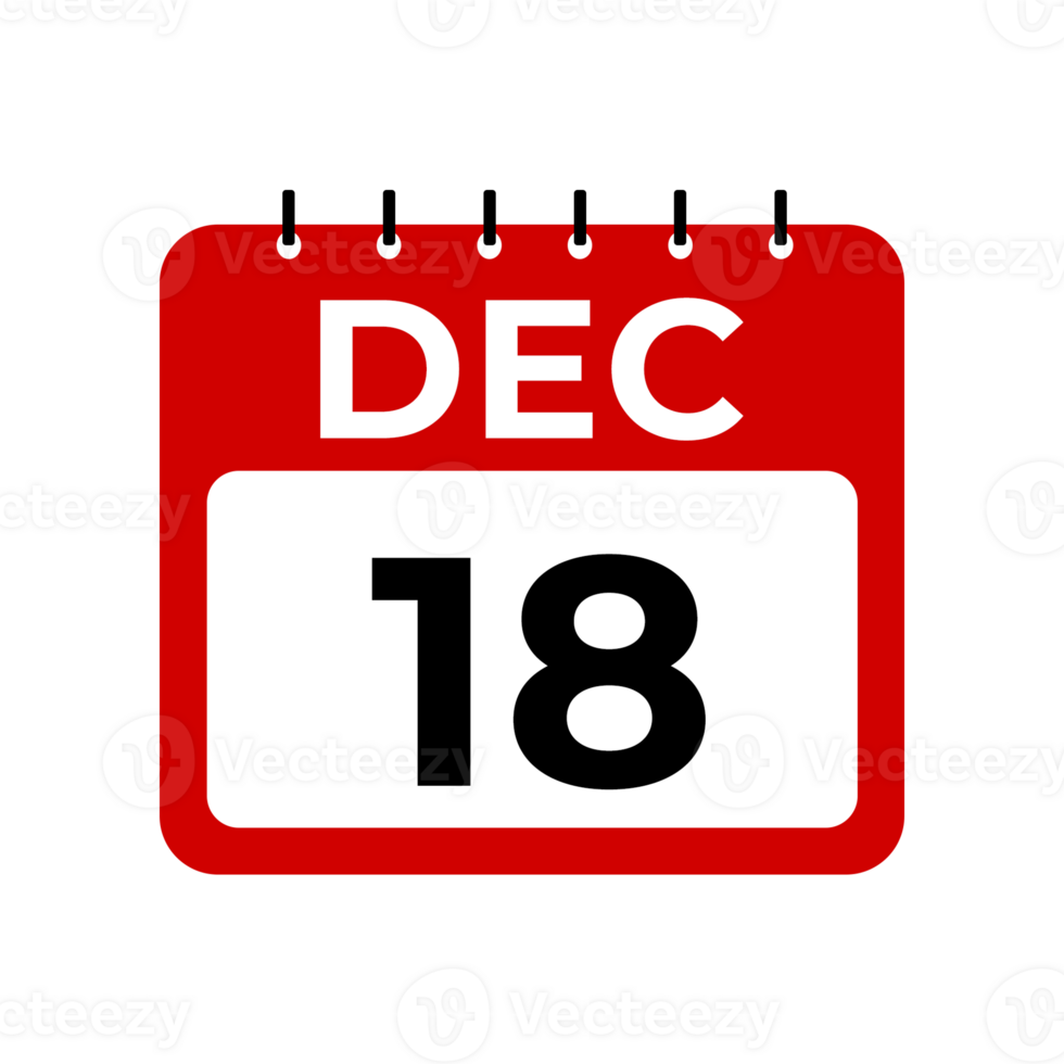 dicembre 18 calendario promemoria.18 dicembre quotidiano calendario icona modello. calendario 18 dicembre icona design modello. png
