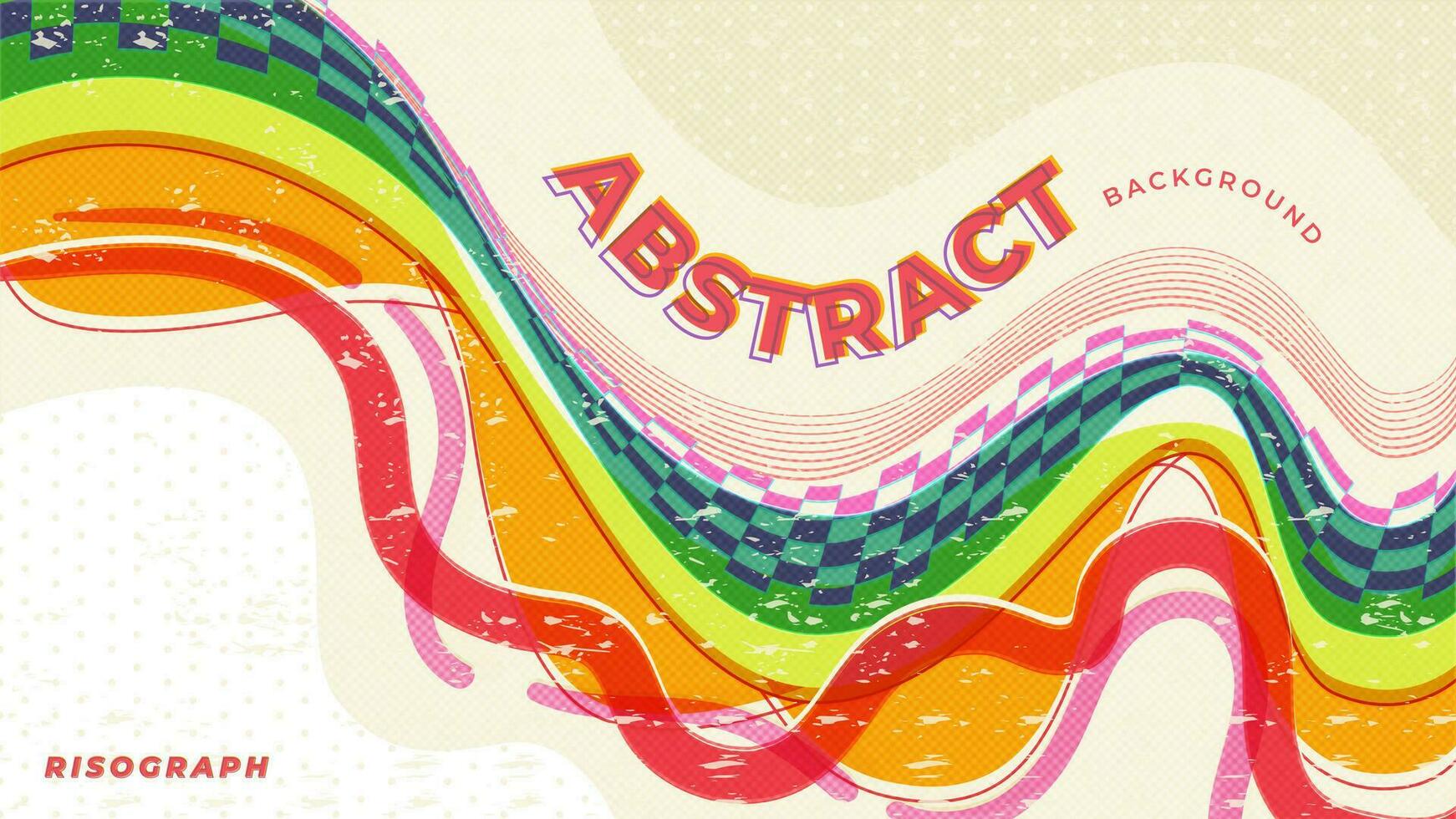 Dynamic Abstract Colorful Waves Background with Risograph Style vector