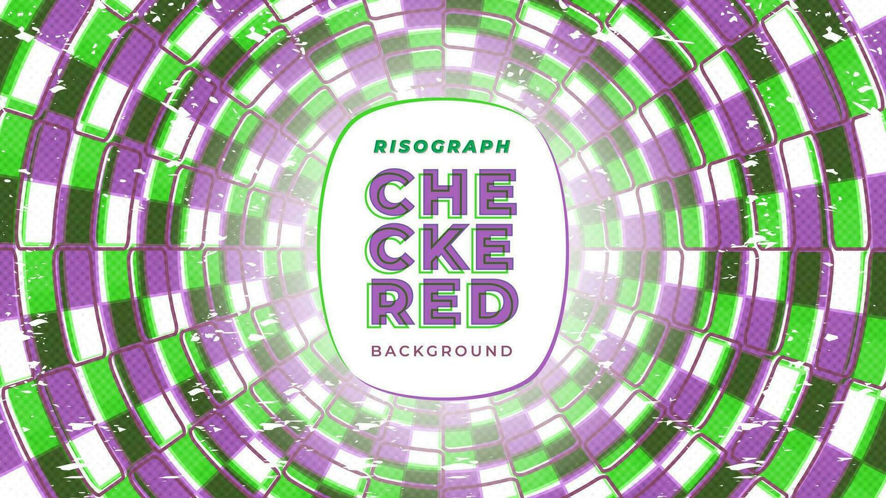Swirl Purple and Green Checkered Background with Risograph Style vector