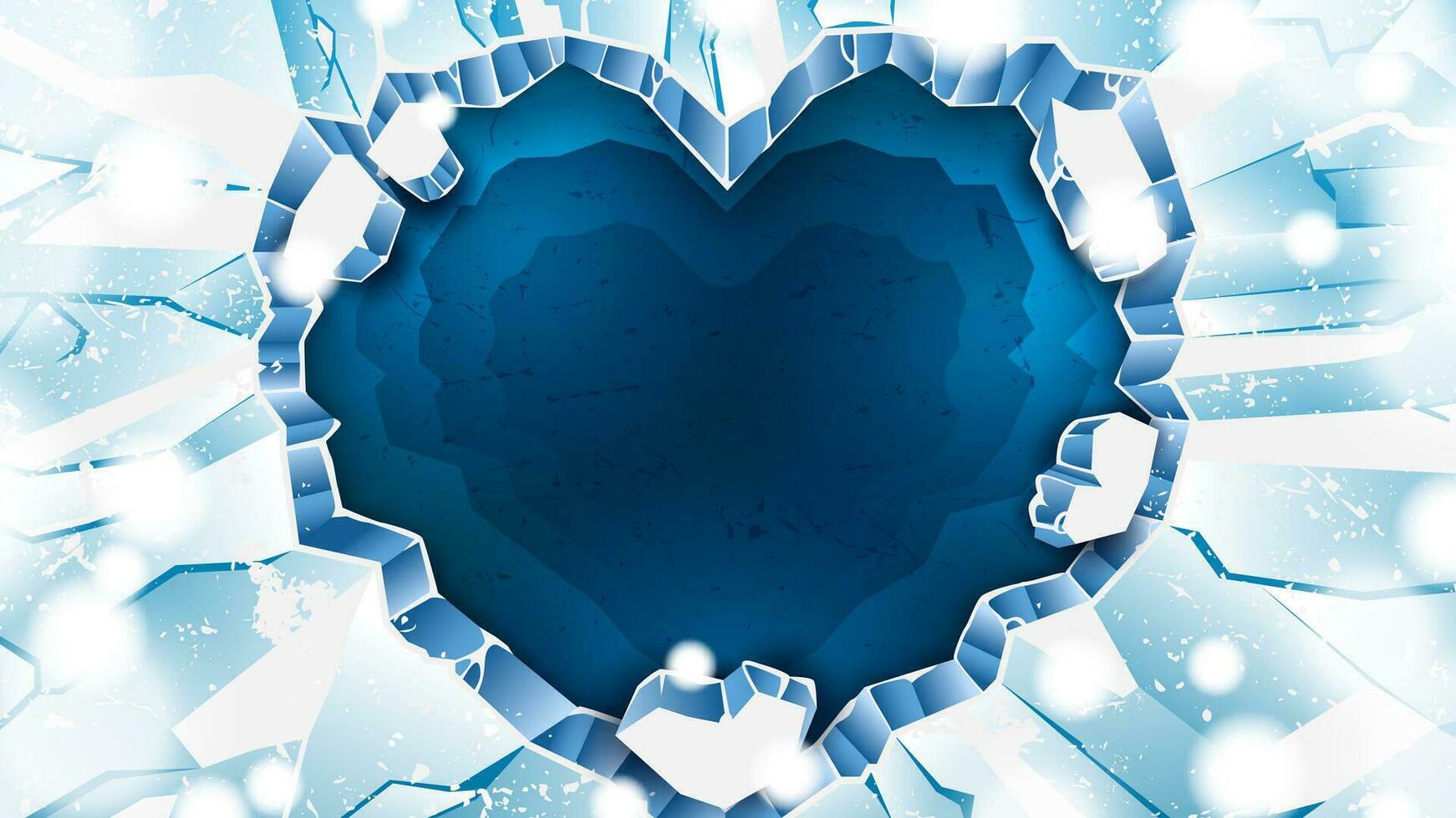 Heart Shaped Ice Cracks As a Winter Background vector