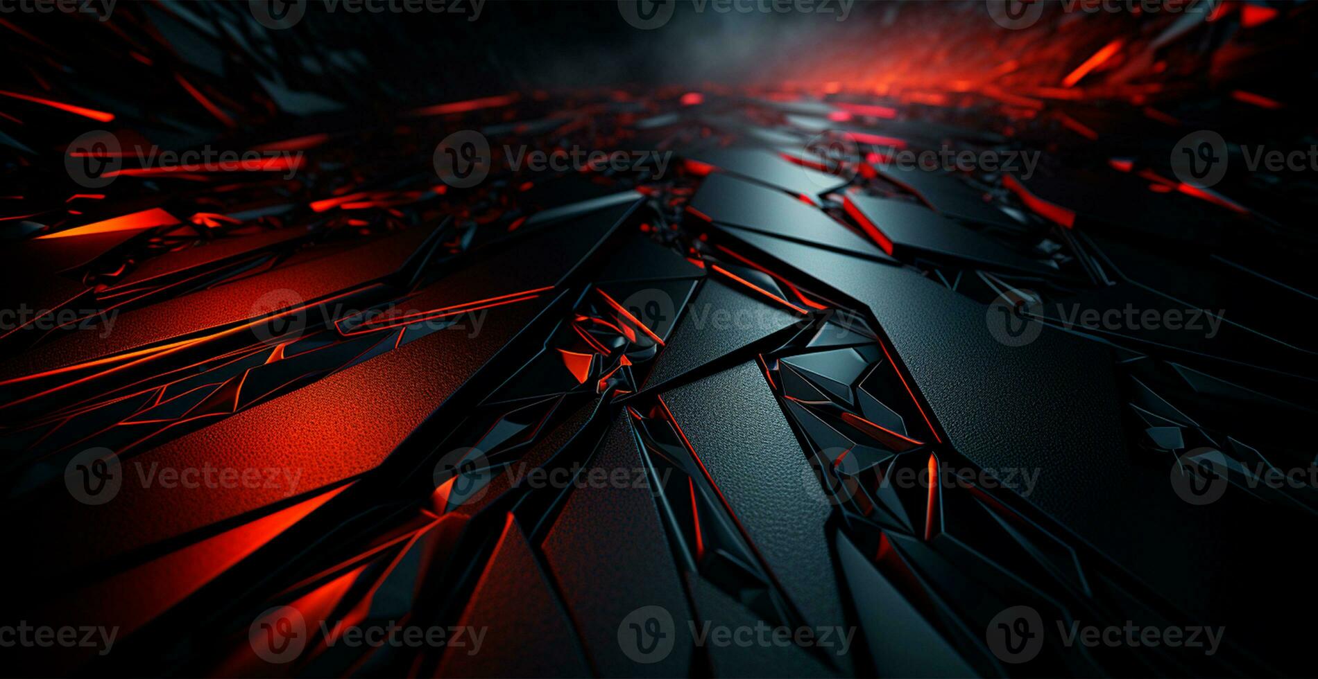 Abstract black futuristic background, panoramic texture - AI generated image photo