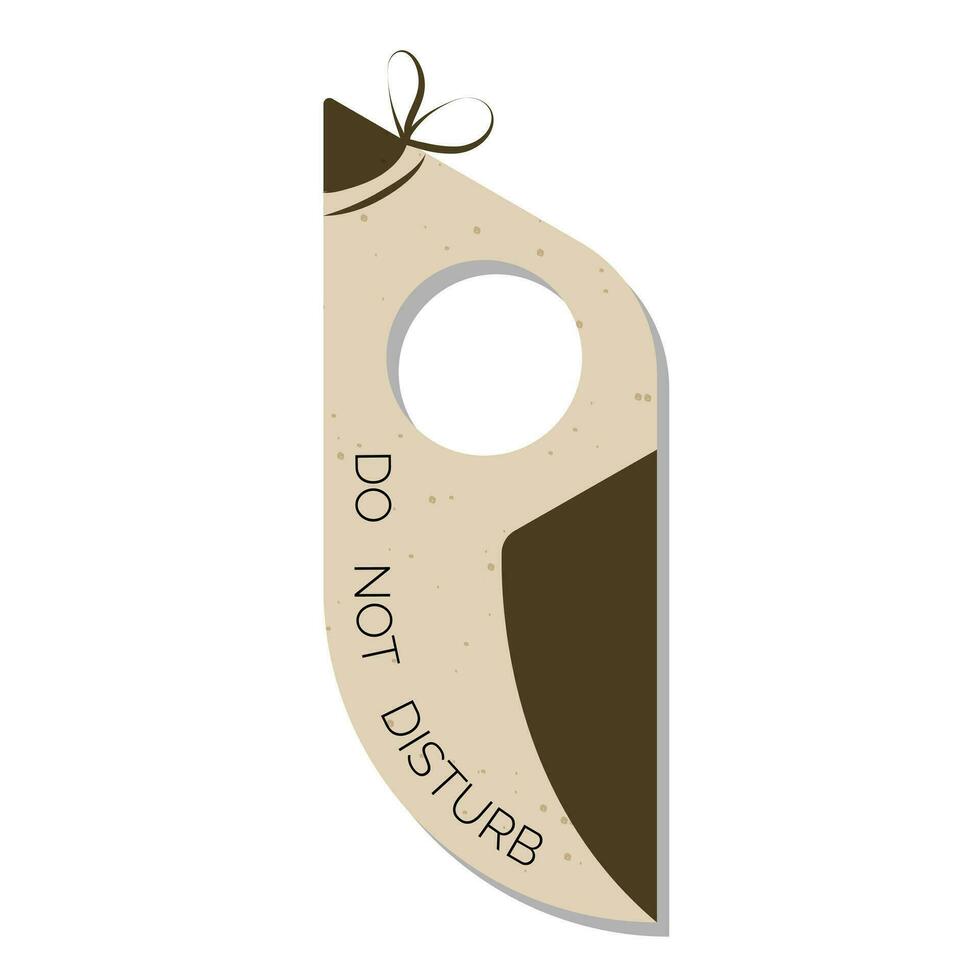 Do not disturb door hanger sign, tag or label in the shape of a cute bird. Hotel room door handle or knob hanging card and warning message on white background. Vector illustration.