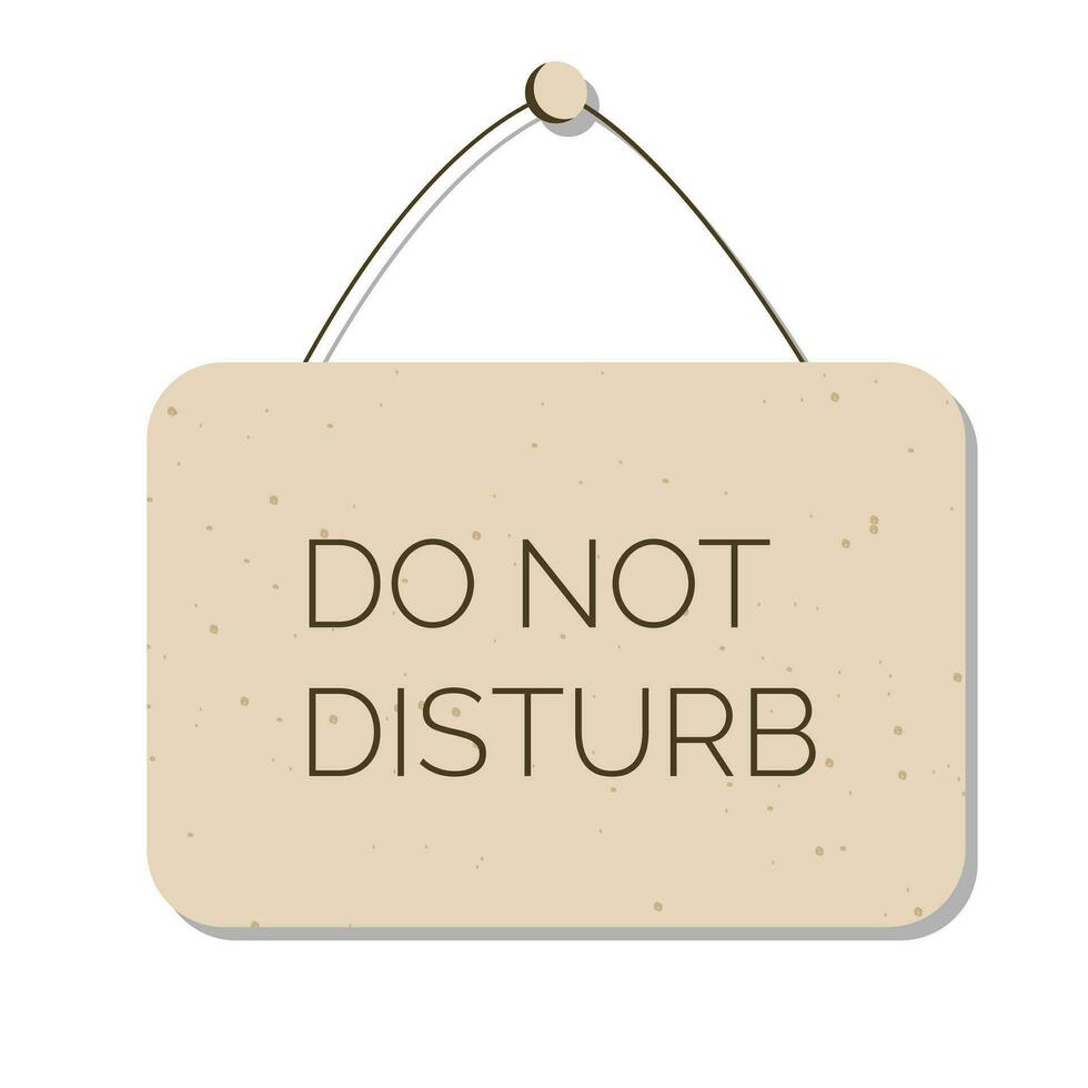 Do not disturb door hanger sign, tag or label. Hotel room door handle or knob hanging card and warning message on white background. Vector illustration.